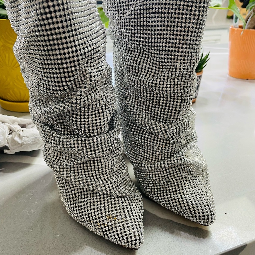 by the way. Black and White Houndstooth Heeled Boots - Picture 2 of 7